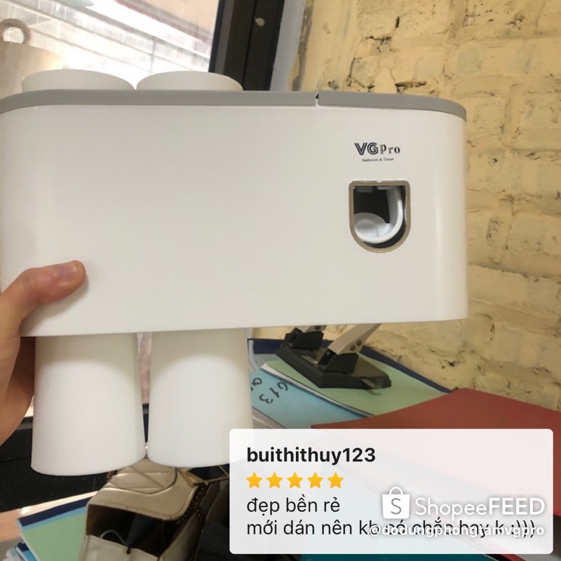 Bộ Nhả Kem Đánh Răng Tự Động 4 Cốc Hộp Đựng Kem Đánh Răng Kệ Để Đồ Phòng Tắm  Bền Đẹp VGpro