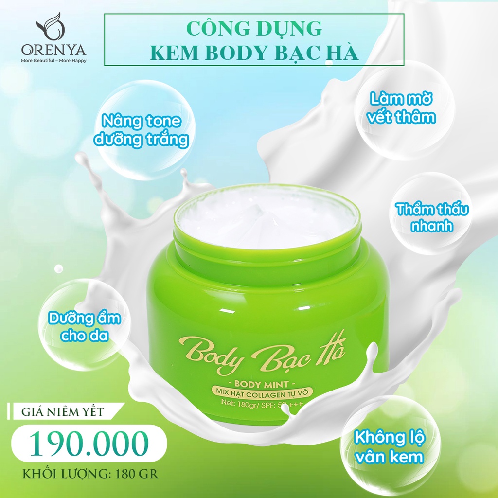 Kem Body Bạc Hà  - Body Mint Dưỡng Trắng da, thấm nhanh, không bết dít
