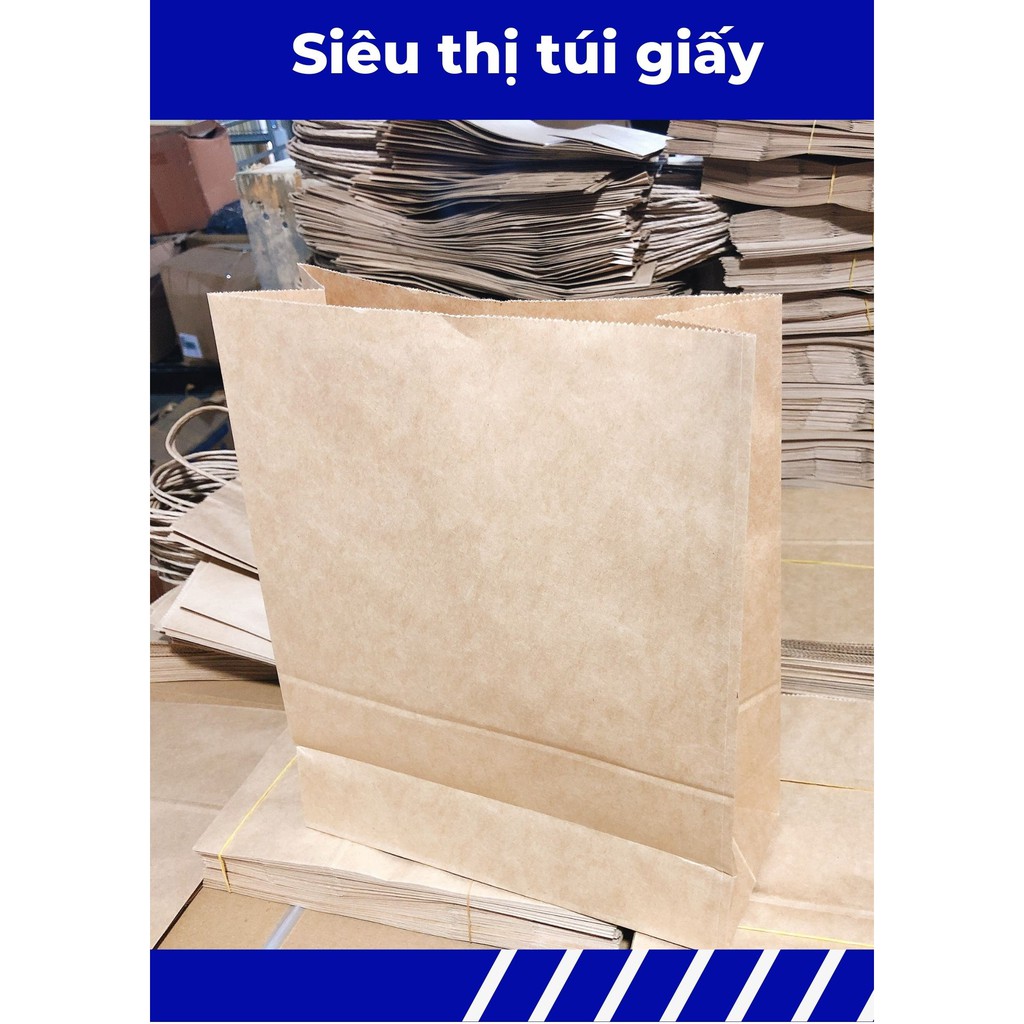 COMBO 100 CHIẾC TÚI GIẤY KRAFT XI MĂNG S3: 25x10x30 cm KHÔNG QUAI ( ẢNH THẬT SHOP TỰ CHỤP)