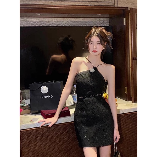 Đầm Yếm Body Khoét Eo Vải Tweed Siêu Hotttt