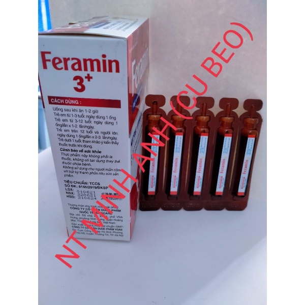 Sắt nước Feramin 3+- HÀNG CHÍNH HÃNG- Hỗ trợ bổ sung sắt, hạn chế  táo bón