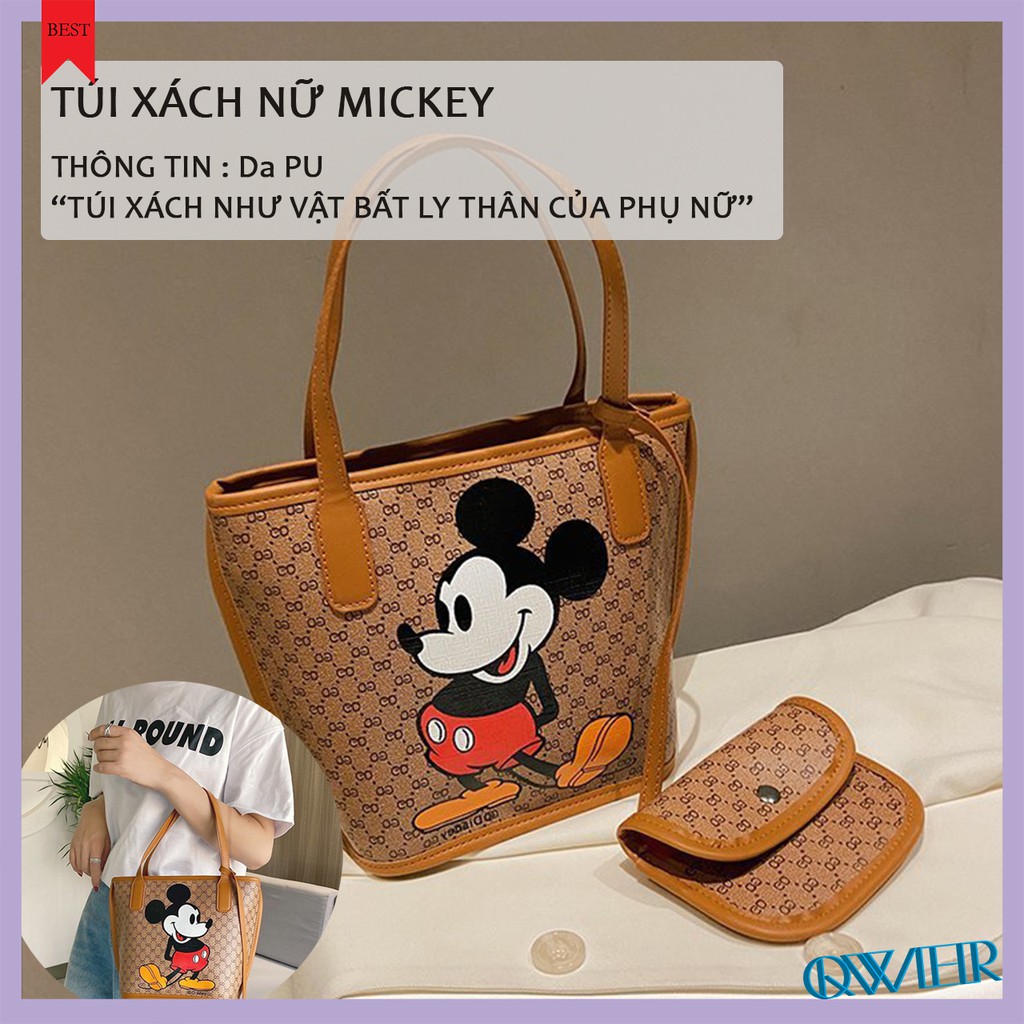 Túi xách nữ mickey, túi xách nữ da mềm cao cấp, kiểu dáng công sở QWER Store
