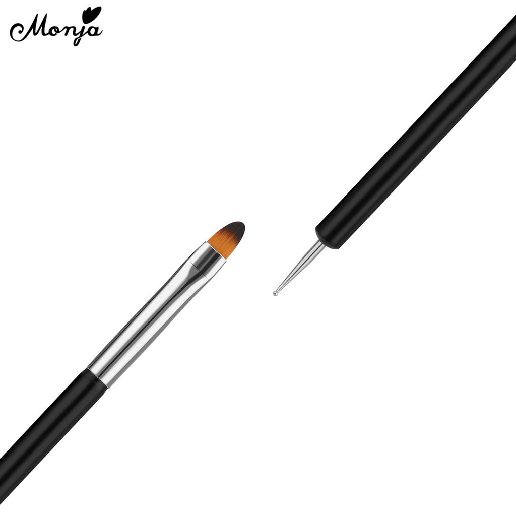 Cọ làm móng nghệ thuật MONJA màu đen hai đầu đính đá trang trí móng