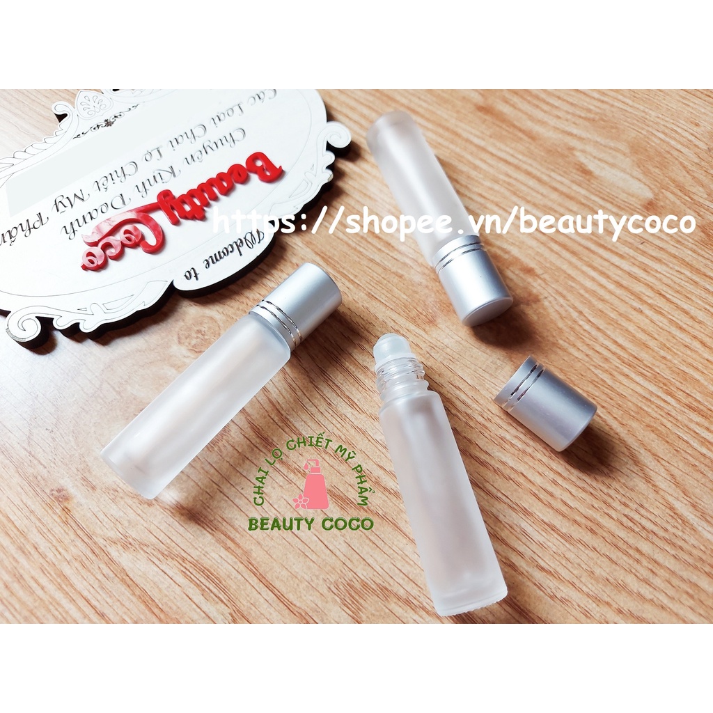 Chai bi lăn 10ml nắp bạc lọ thủy tinh chiết nước hoa đựng dầu dừa