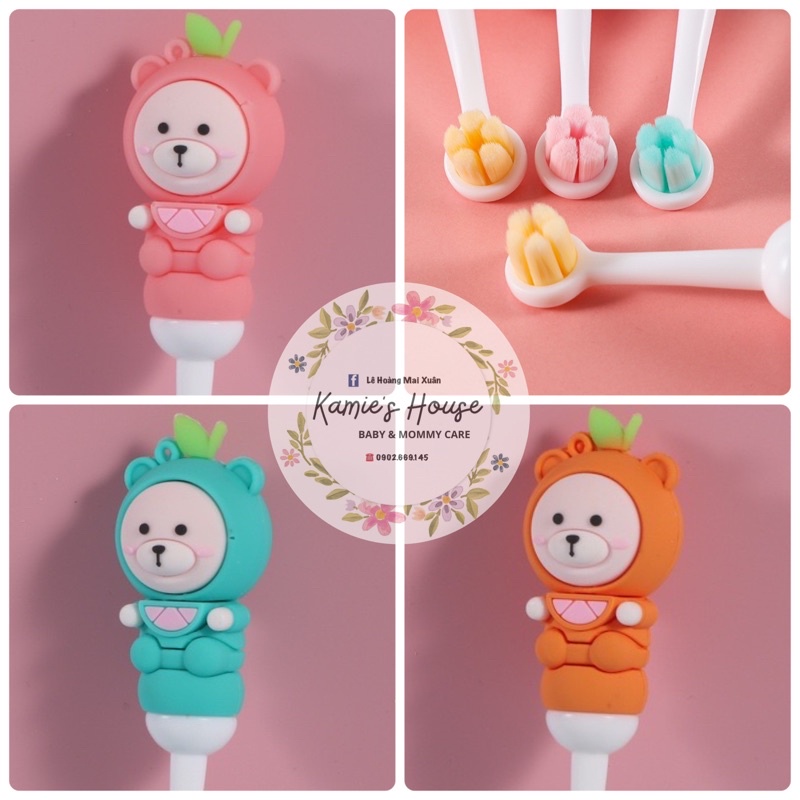 Bàn Chải Đánh Răng Lông Mềm Thân Silicone Êm Ái - Vệ Sinh Răng Miệng Hàng Ngày Cho Trẻ Từ 6M+