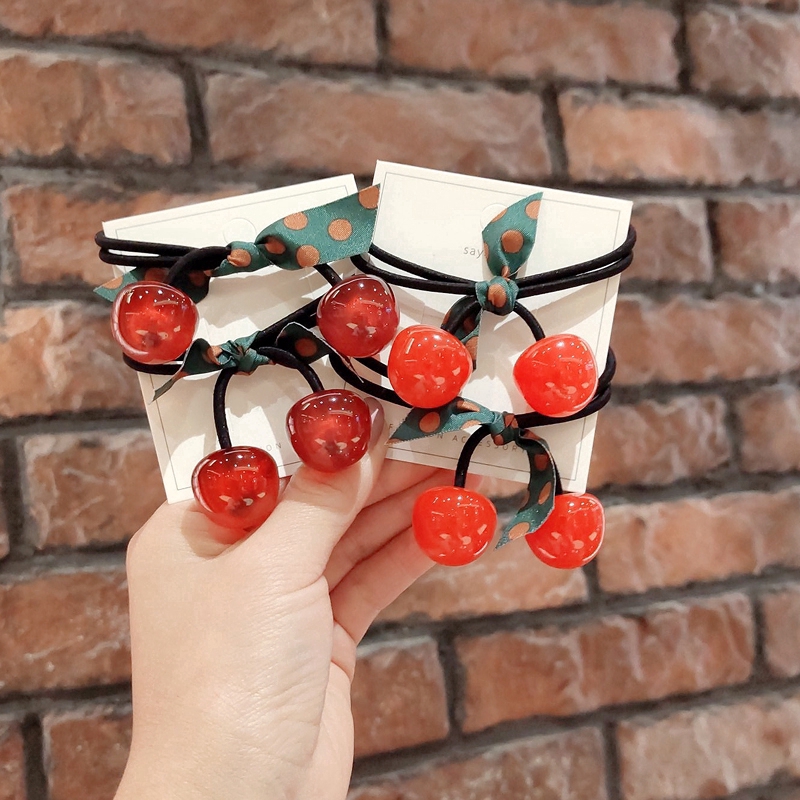 Dây Buộc Tóc Hình Trái Cherry Xinh Xắn Cho Nữ