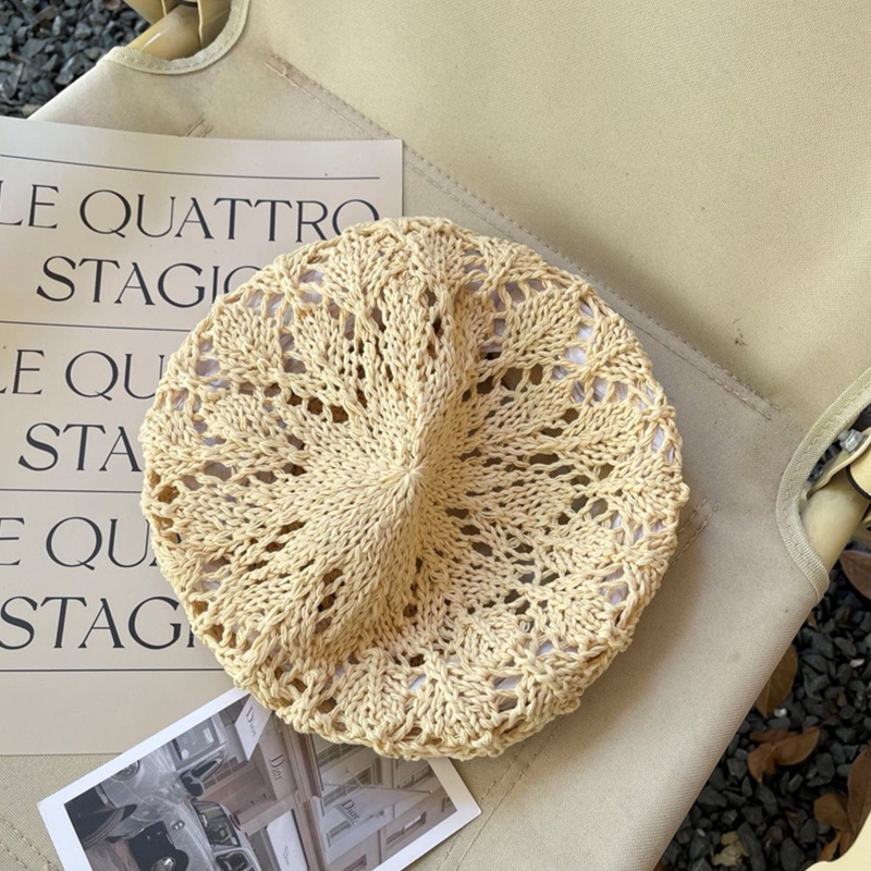 Mũ Beret Đan Bằng Rơm Thoáng Khí Thời Trang