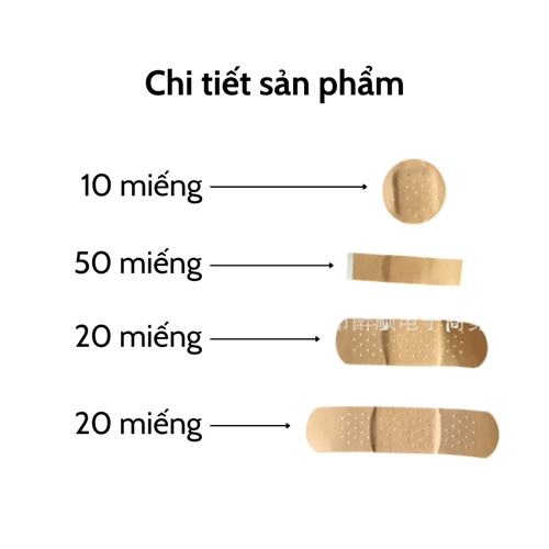 [Hộp 100 miếng] Băng gạc y tế ♦️ Miếng dán vết thương cá nhân vô trùng nhiều kích cỡ thoáng khí tiện lợi giá rẻ