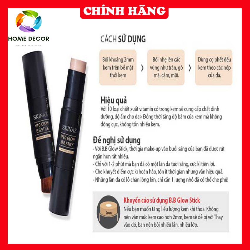 [Chính Hãng]Kem Nền BB Stick Siêu Mịn Che Khuyết Điểm Cao Cấp Skinaz,Kem Nền BB Stick Skinaz Hàn Quốc