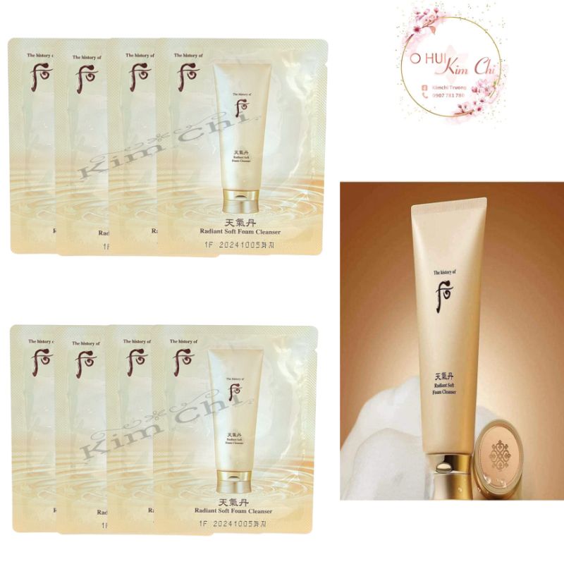 Sữa rửa mặt dưỡng da tái sinh da giúp da trắng sáng sạch mụn whoo radiant cleansing foam