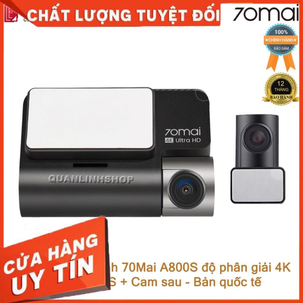 (giá khai trương) Camera hành trình 70mai A800S 4K ghi hình cả trước và sau, bản quốc tế - Bảo hành 12 tháng