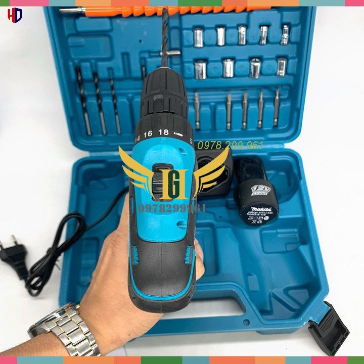 Máy Khoan Pin Makita 12V + Tặng Bộ Phụ Kiện Cao Cấp