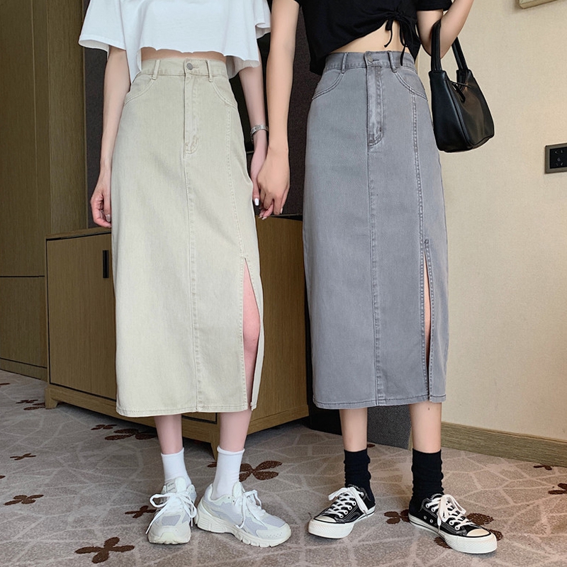 Chân Váy Denim Lưng Cao Dáng Chữ A Thiết Kế Xẻ Tà Thời Trang Hè Cá Tính Cho Nữ | BigBuy360 - bigbuy360.vn