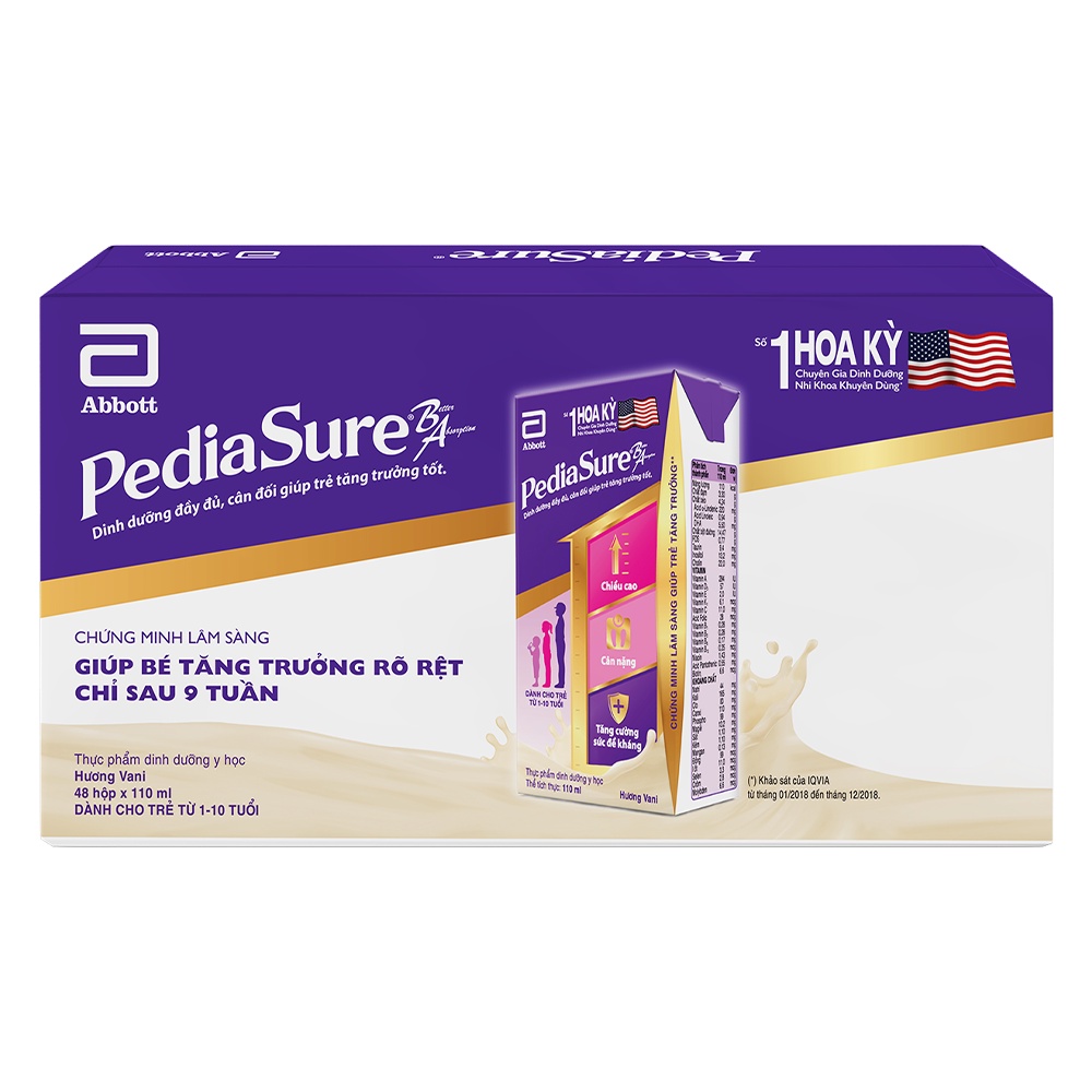 Thùng 48 Hộp Sữa nước Pediasure Vani 110ml/hộp