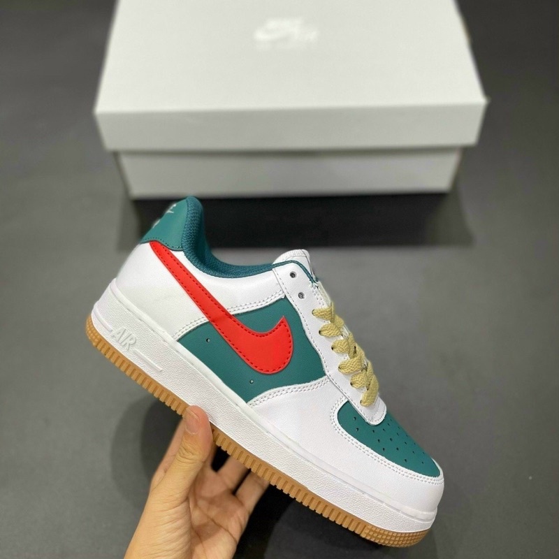 Giày af1 air force 1 gucci xanh vệt đỏ thể thao sneaker nam nữ cổ thấp full box