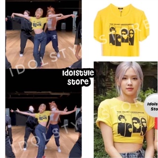 (kèm card  BLackpink) áo croptop vàng Rose Blackpink