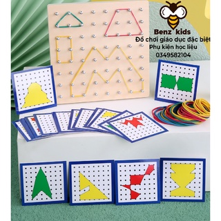 Rubber band Board -Bảng gỗ với dây chun tạo hình giáo cụ Montessori