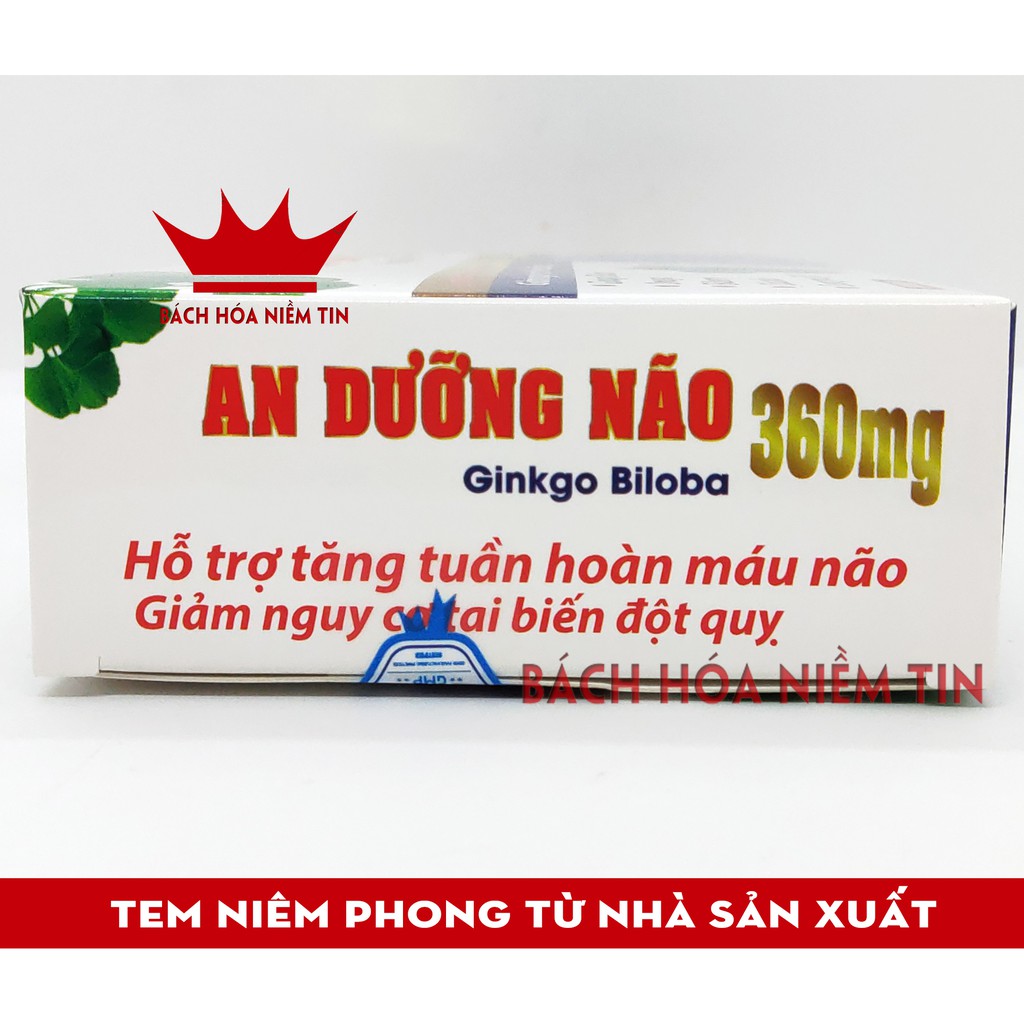 Hoạt huyết An Dưỡng Não Ginkgo Biloba 360mg giảm đau đầu, hoa mắt, chóng mặt, rối loạn tiền đình - Hộp 30 viên
