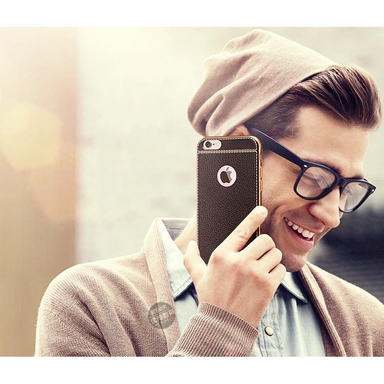 ỐP DA CAO CẤP CHO IP VÂN NÂU/ĐEN