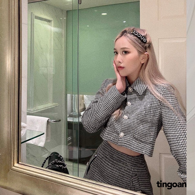 TINGOAN® - Áo tweed crop tweed lấp lánh cổ bẻ tingoan YOU’RE THE BESTIE JACKET