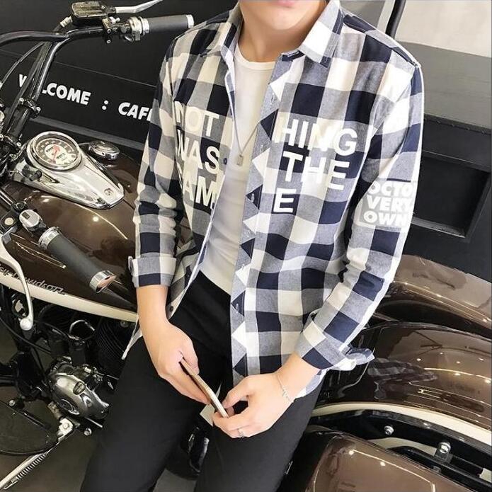 Áo Sơ Mi Caro Tay Dài Phong Cách Hàn Quốc Cho Nam