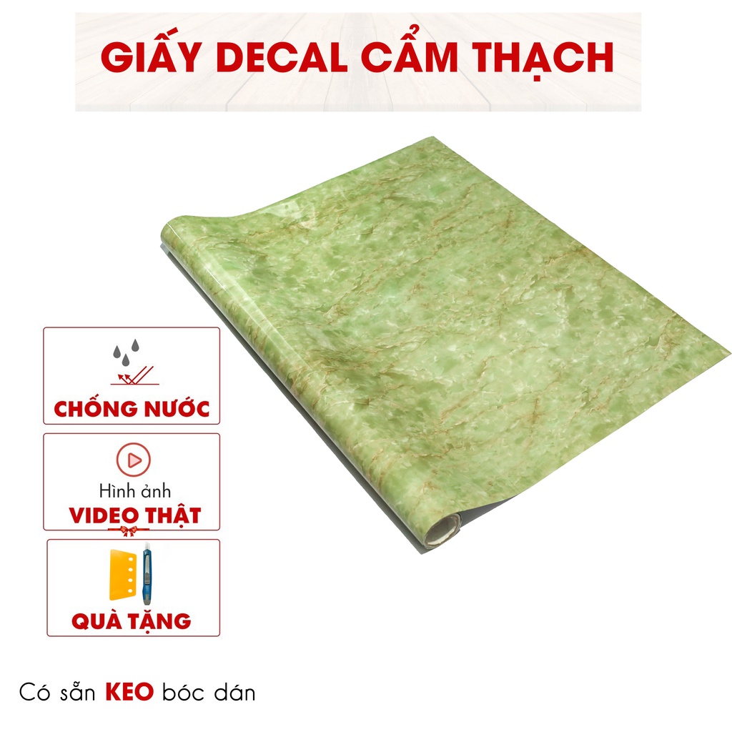 Giấy dán decal giả vân đá xanh ngọc 3D chịu nhiệt chống nước chống dầu mỡ dễ dàng lau chùi