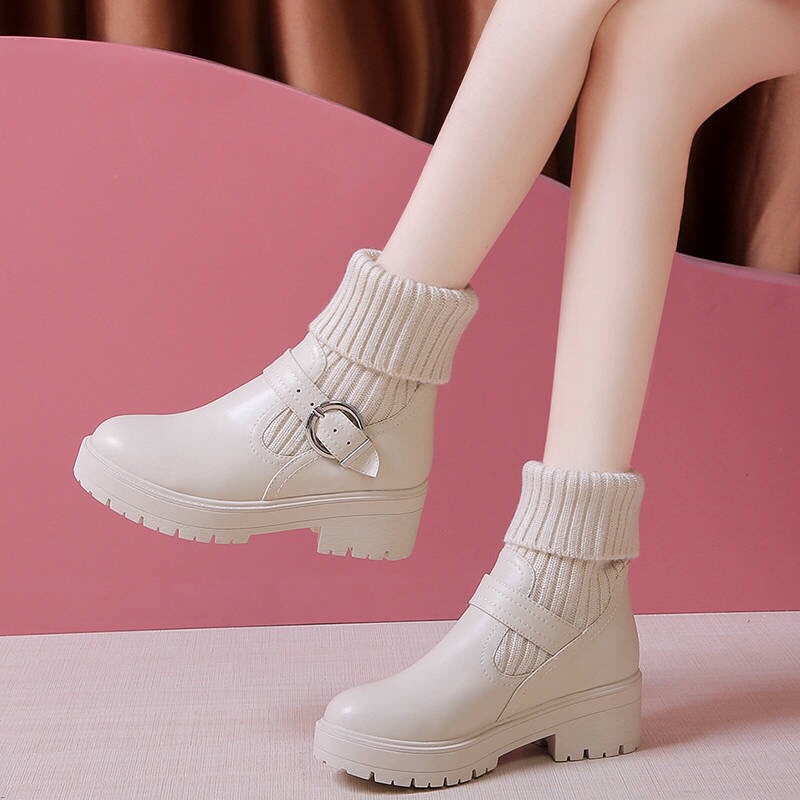 BOOTS DA CỔ CAO 🎀 MIX TẤT PHONG CÁCH VINTAGE HÀN QUỐC | BigBuy360 - bigbuy360.vn