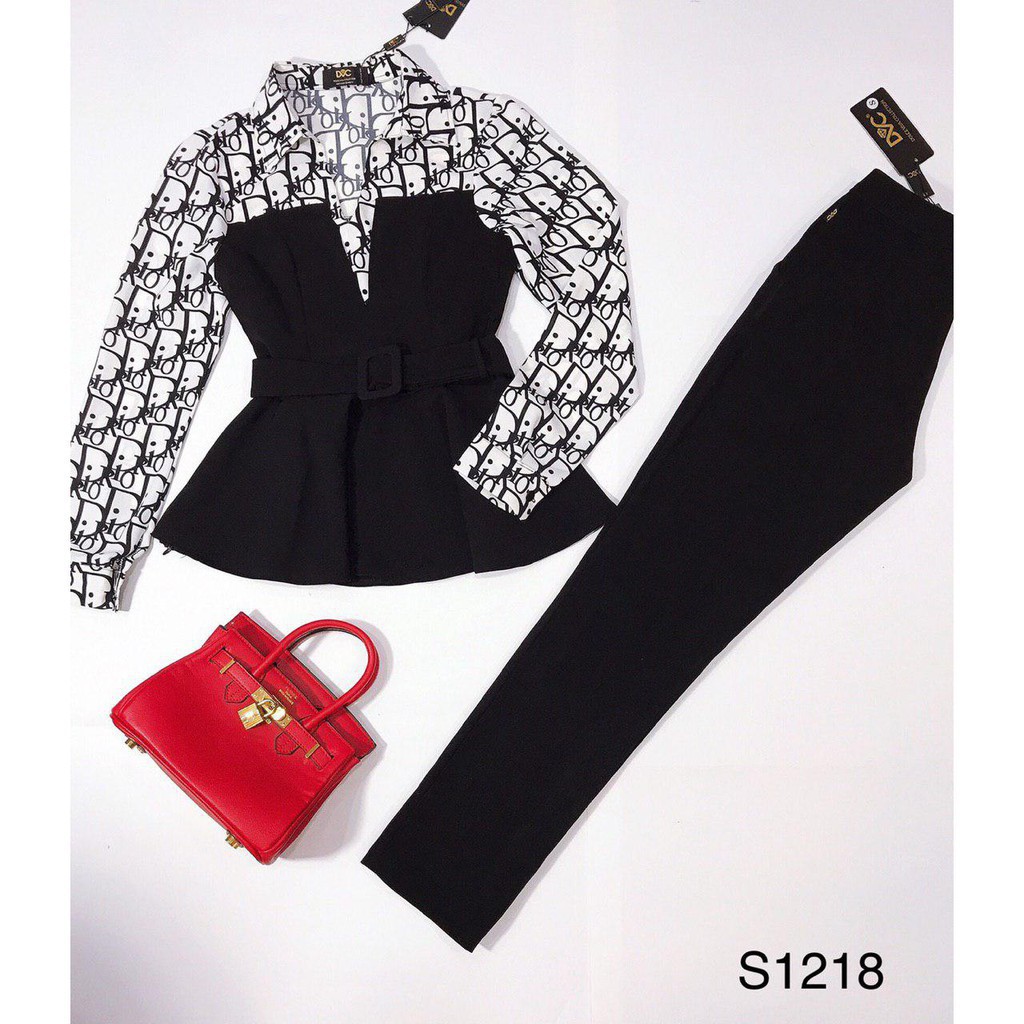 [ xả kho ] MiD Set bộ sành điệu họa tiết chữ S1218 Mie Design kèm ảnh thật