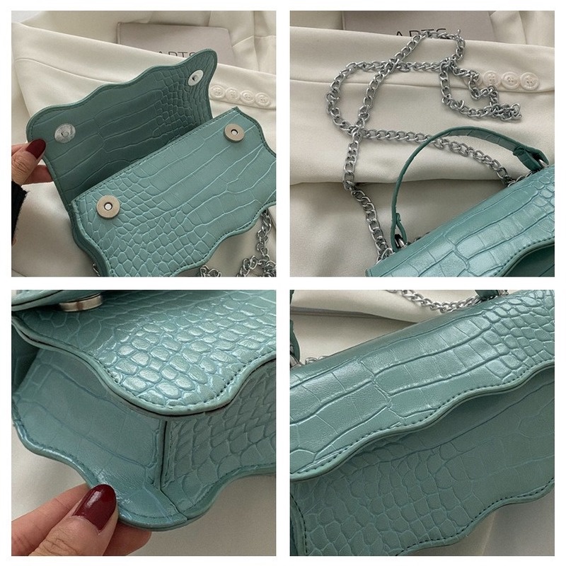 One Túi Đeo Vai Hình Vuông Nhỏ Họa Tiết Da Cá Sấu Màu Trơn Đơn Giản Cho Nữ NB00138 2022