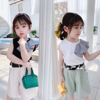 Bộ Áo Sát Nách Kẻ Sọc + Quần Dài Thời Trang Mùa Hè Cho Bé Gái 3-8 Tuổi
