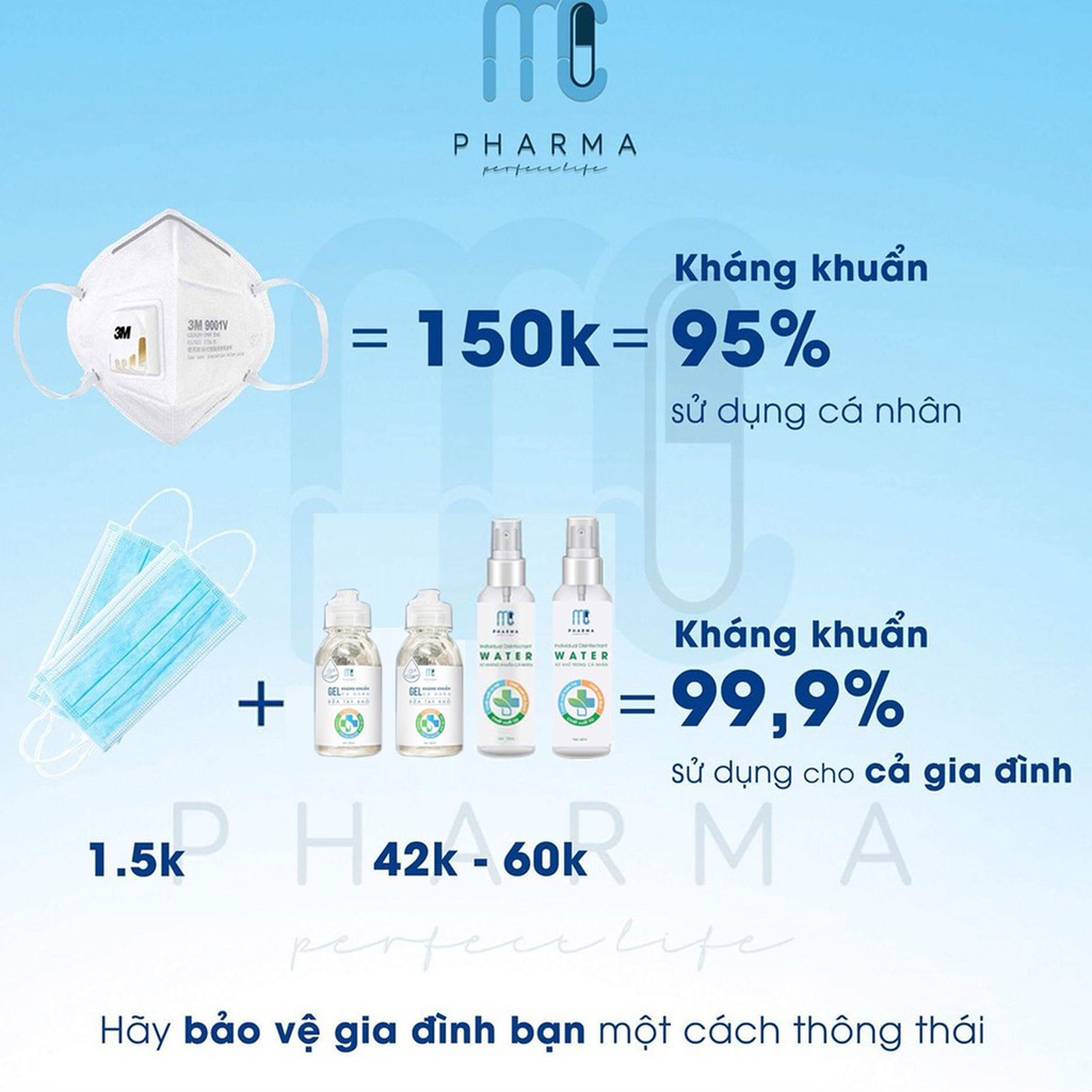 Nước rửa tay khô và gel diệt khuân MC Pharma Nước Rửa Tay Dạng Xịt và Gel - Kháng Khuẩn Chai 120ml