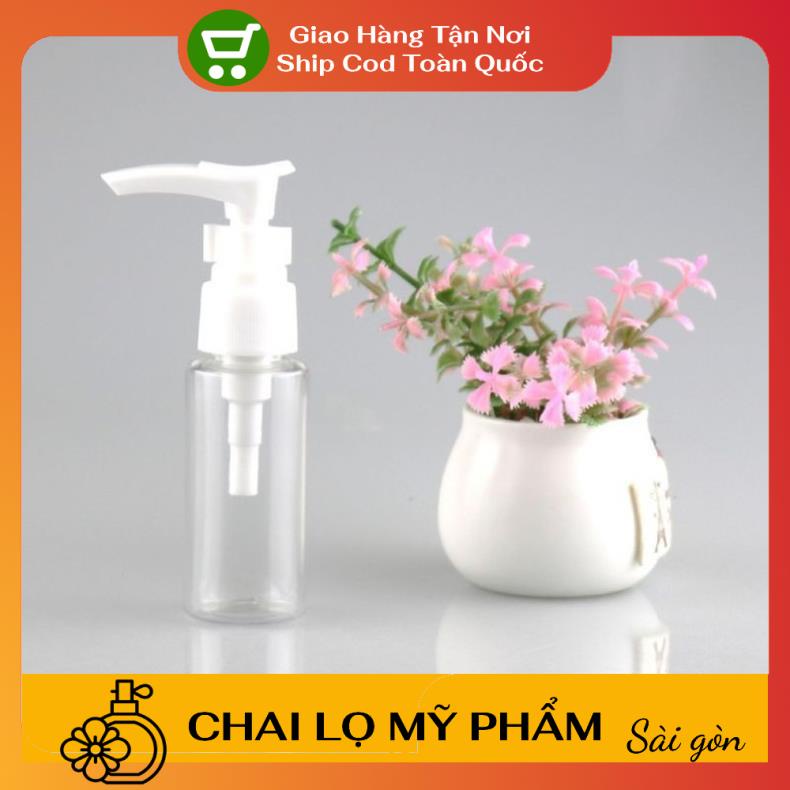 Chai Chiết Mĩ Phẩm ❤ SIÊU RẺ ❤ Chai nhựa pet vòi nhấn sữa tắm 30ml,20ml chiết mỹ phẩm , phụ kiện du lịch