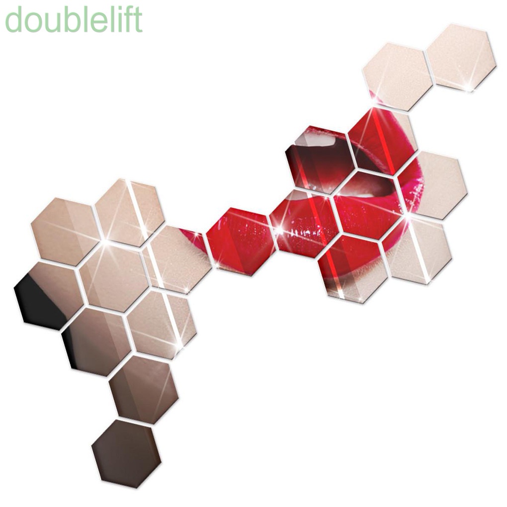 Set 12 miếng dán tường tráng gương hình lục giác độc đáo trang trí nhà cửa DIY