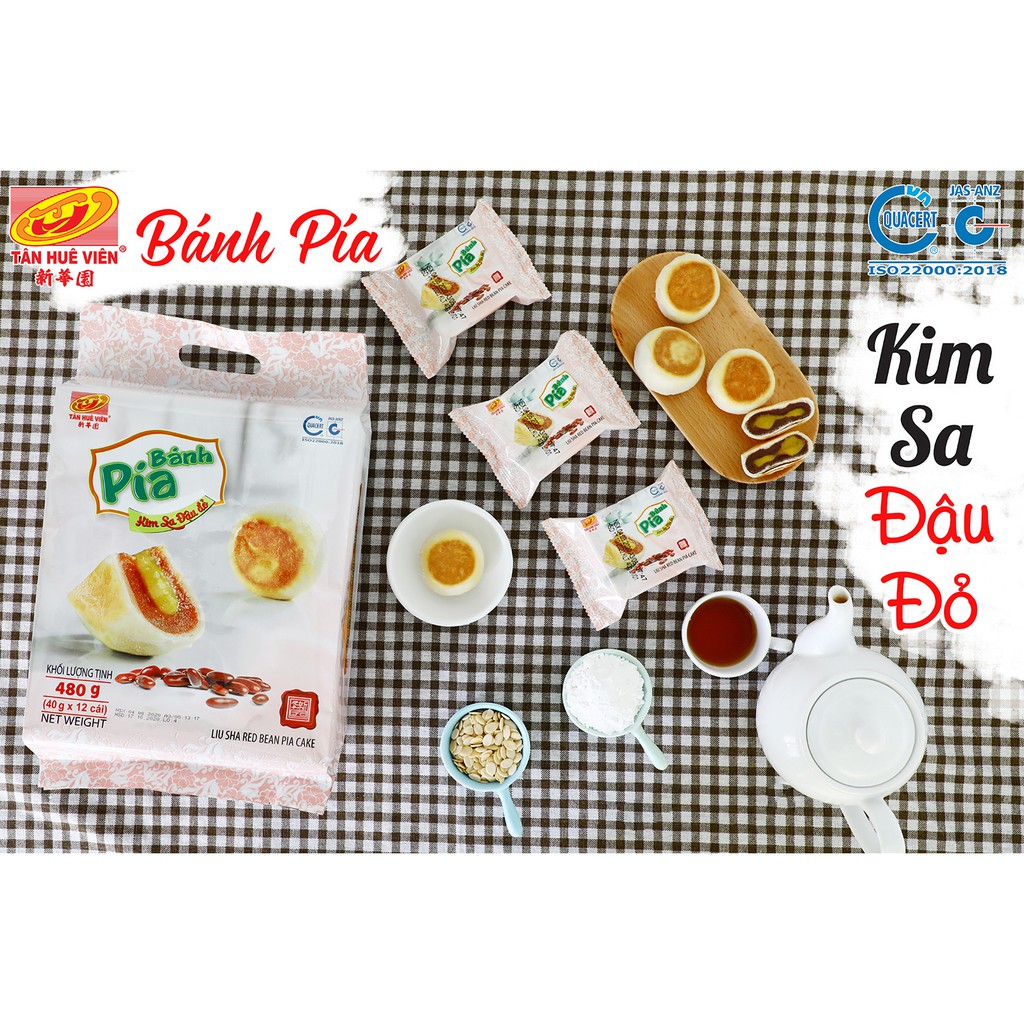 [Mã BMBAU50 giảm 7% đơn 99K] Bánh Pía Kim sa đậu đỏ Tân Huê Viên (bánh mini 12 cái)