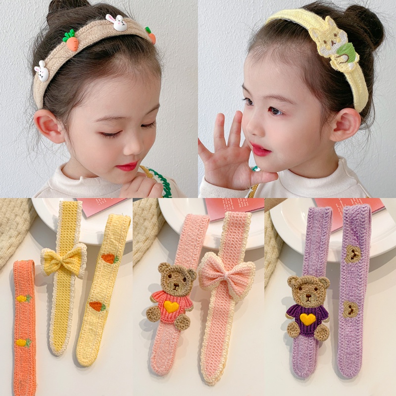 Cài tóc dệt kim họa tiết hoạt hình nhiều màu dễ thương cho bé gái