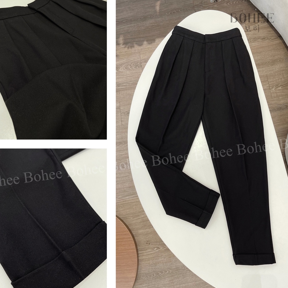 Quần baggy công sở nữ lưng cao gập gấu form chuẩn tôn dáng BOHEE Q41