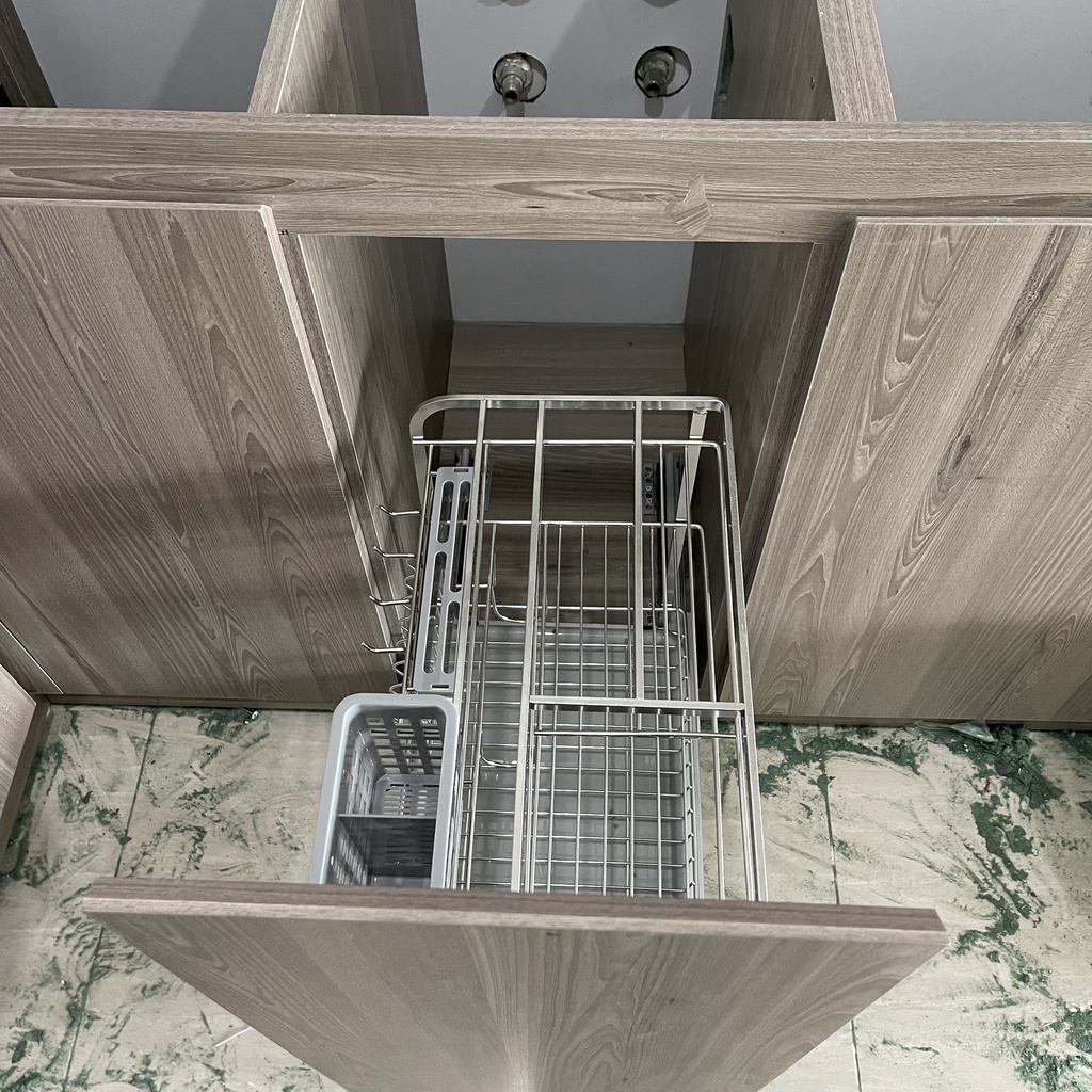 Kệ Dao Thớt & Gia Vị TAKI - INOX Khổng Gỉ 304 - Ray Âm Giảm Chấn - Bảo Hành Viễn Viễn - Có Thợ Lắp