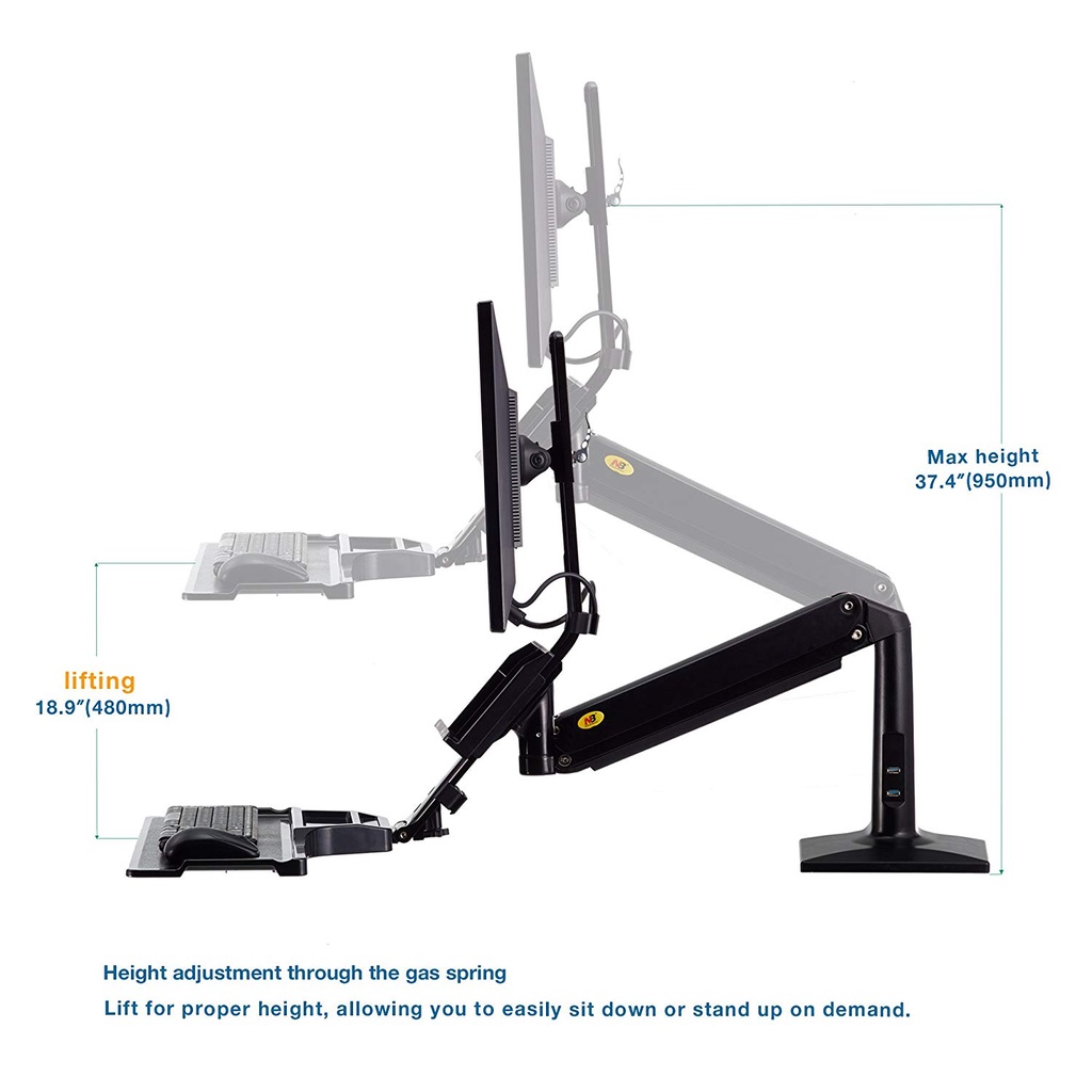 Giá Treo Màn Hình Máy Tính Kèm Mâm Để Bàn Phím  - Dùng cho màn hình từ 19"-35" NB -FC35