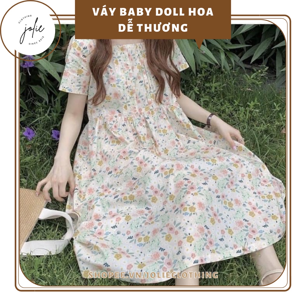 Váy babydoll hoa nhí dáng dài dễ thương