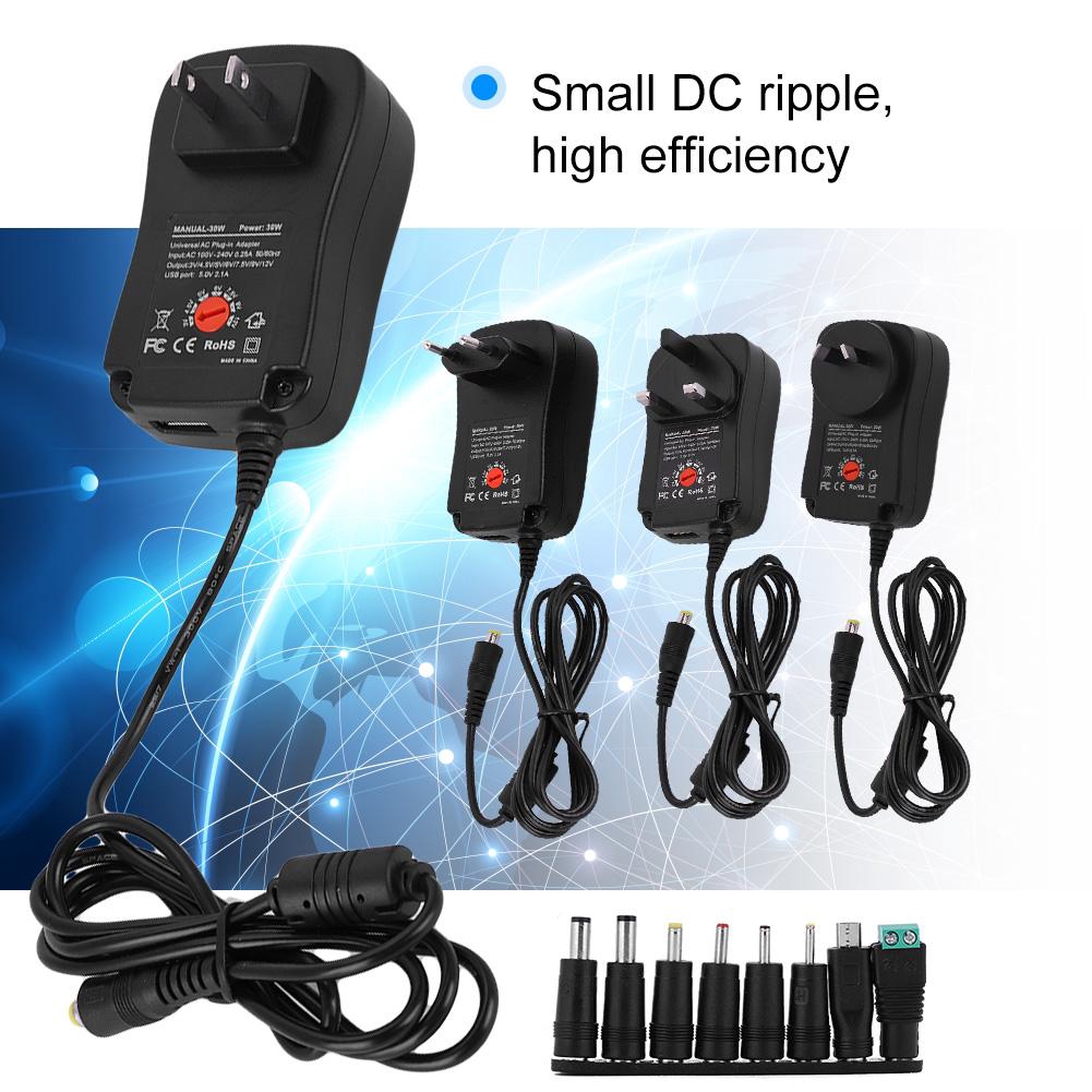 3-12V Adjustable Voltage Power Supply 30W Adapter 2.1A Output 100-240V 