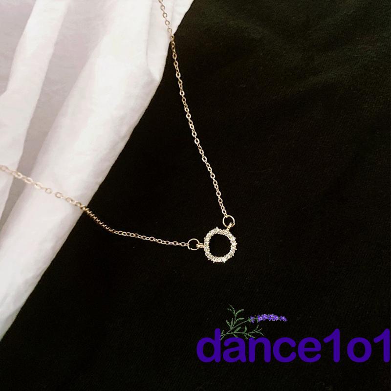 Vòng cổ mặt tròn nhỏ đính đá kim cương nhân tạo cho nữ