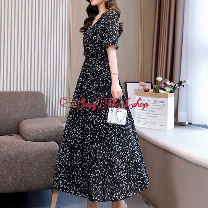 Váy Đầm Maxi | Đầm Công Sở | Maxi Lá Đen Xinh Yêu Tôn Dáng | BigBuy360 - bigbuy360.vn