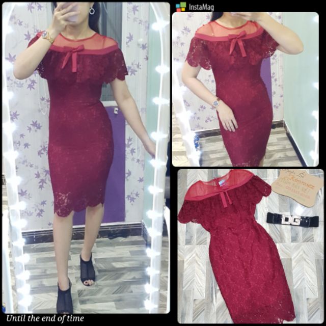 Đầm body ren phối lưới