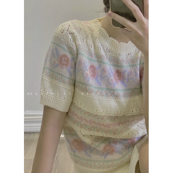 Áo len vintage[ẢNH THẬT ] len mềm màu sắc hoa nhẹ thích hợp mùa xuân hoặc thu đông | BigBuy360 - bigbuy360.vn