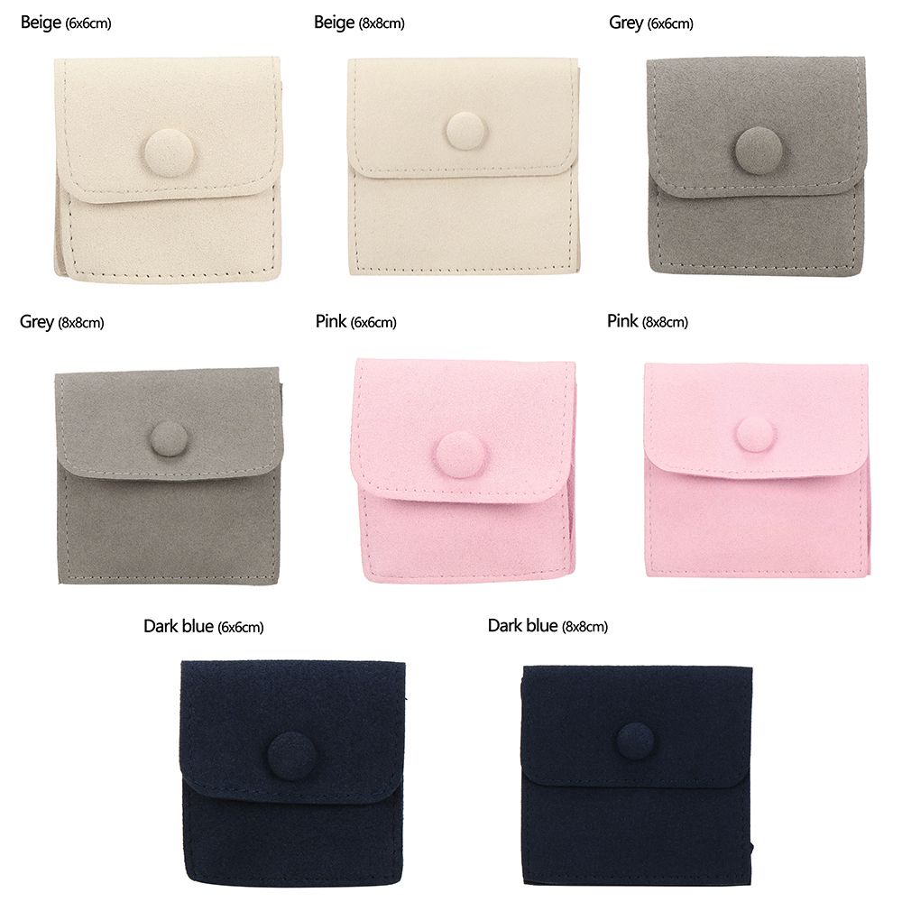 Túi nhung hai ngăn dày với nút chụp đựng vòng cổ trang sức chống bụi nhỏ gọn phù hợp làm quà tặng nhiều màu tùy chọn