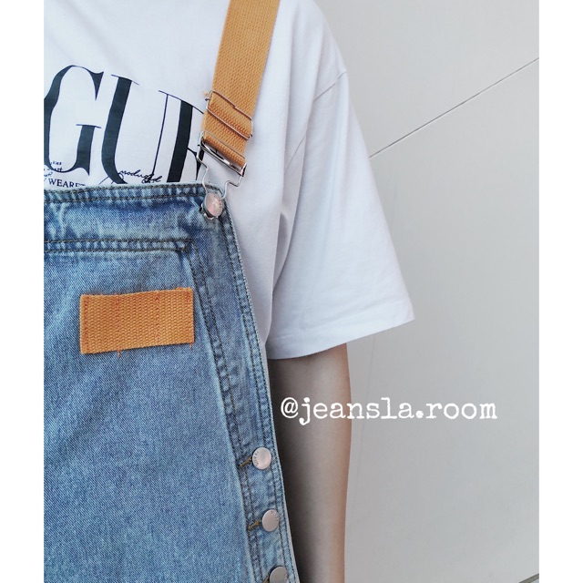 [#YJL1] Yếm Jeans JEANSLA Xanh nhạt Form rộng dây quai cam | BigBuy360 - bigbuy360.vn