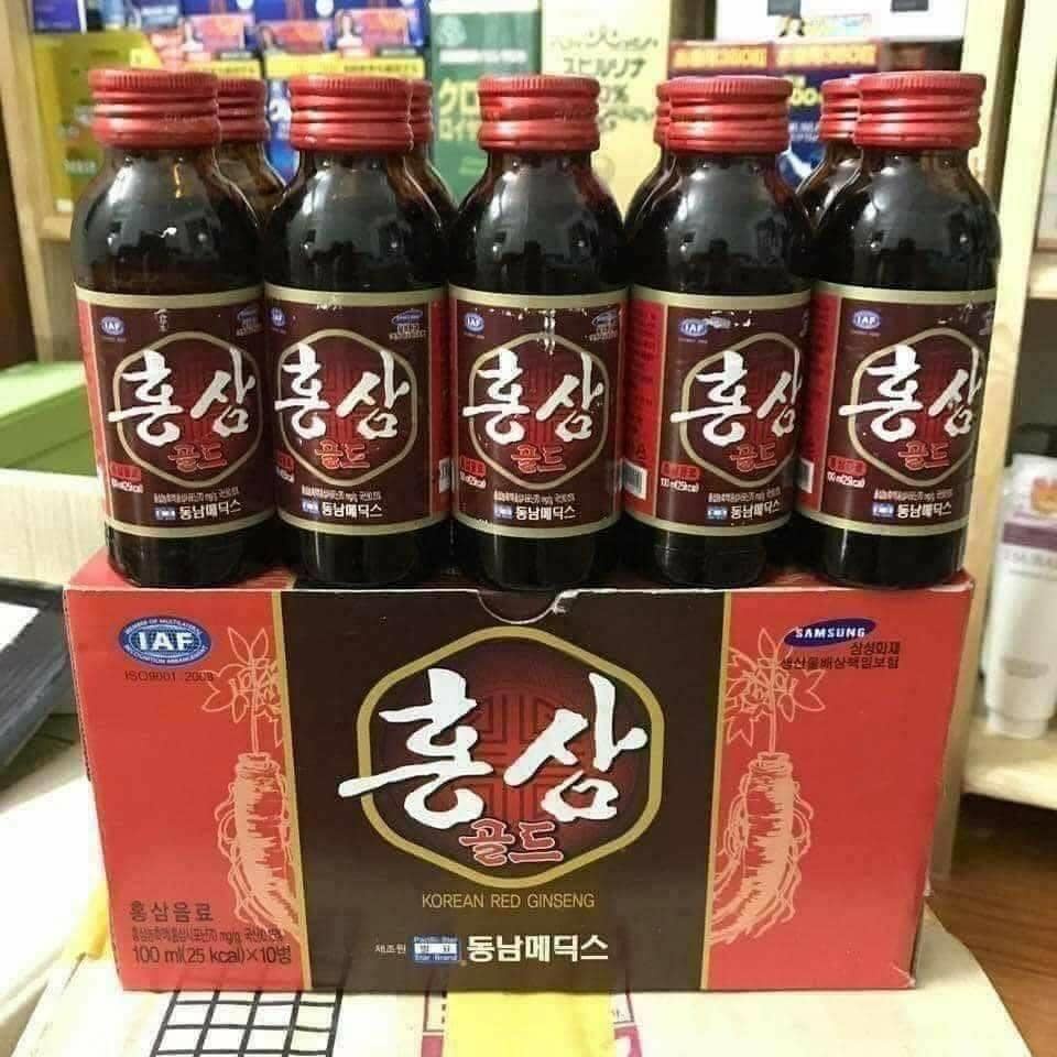 Nước hồng sâm linh chi IAF Hàn Quốc bồi bổ sức khỏe hôp 10 chai×100ml