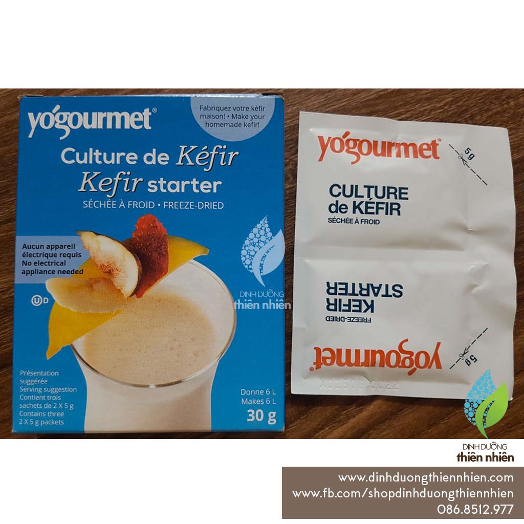 Men Kefir Làm Sữa Chua Yogourmet Kefir Starter, 6 gói/ hộp