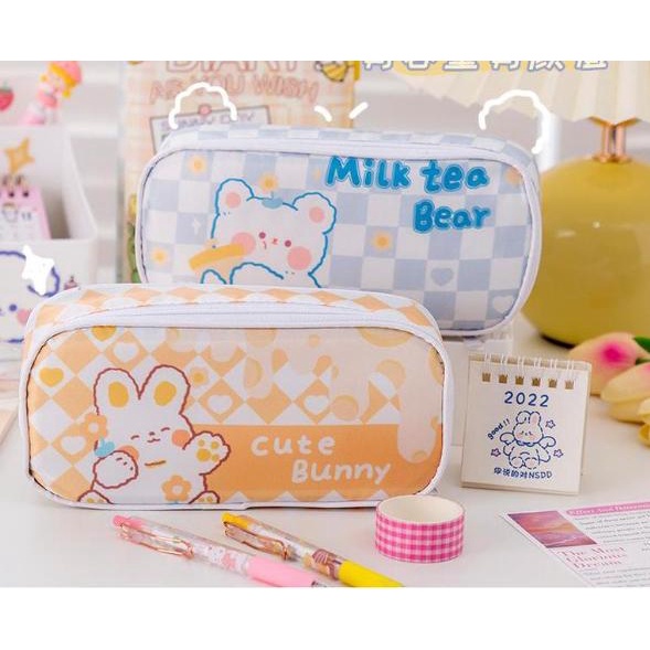 Túi Đựng Bút Bằng Vải Họa Tiết Caro