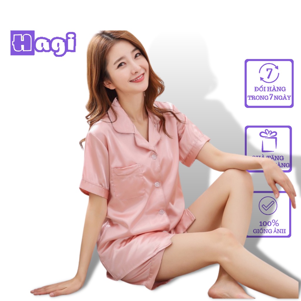 Bộ Pijama Lụa Cộc Tay Nữ Cao Cấp